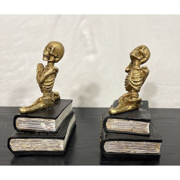 2 Skeleton Potion &Poisons and Book of Spells Decor Halloween Gold and Black - Picture 3 of 12